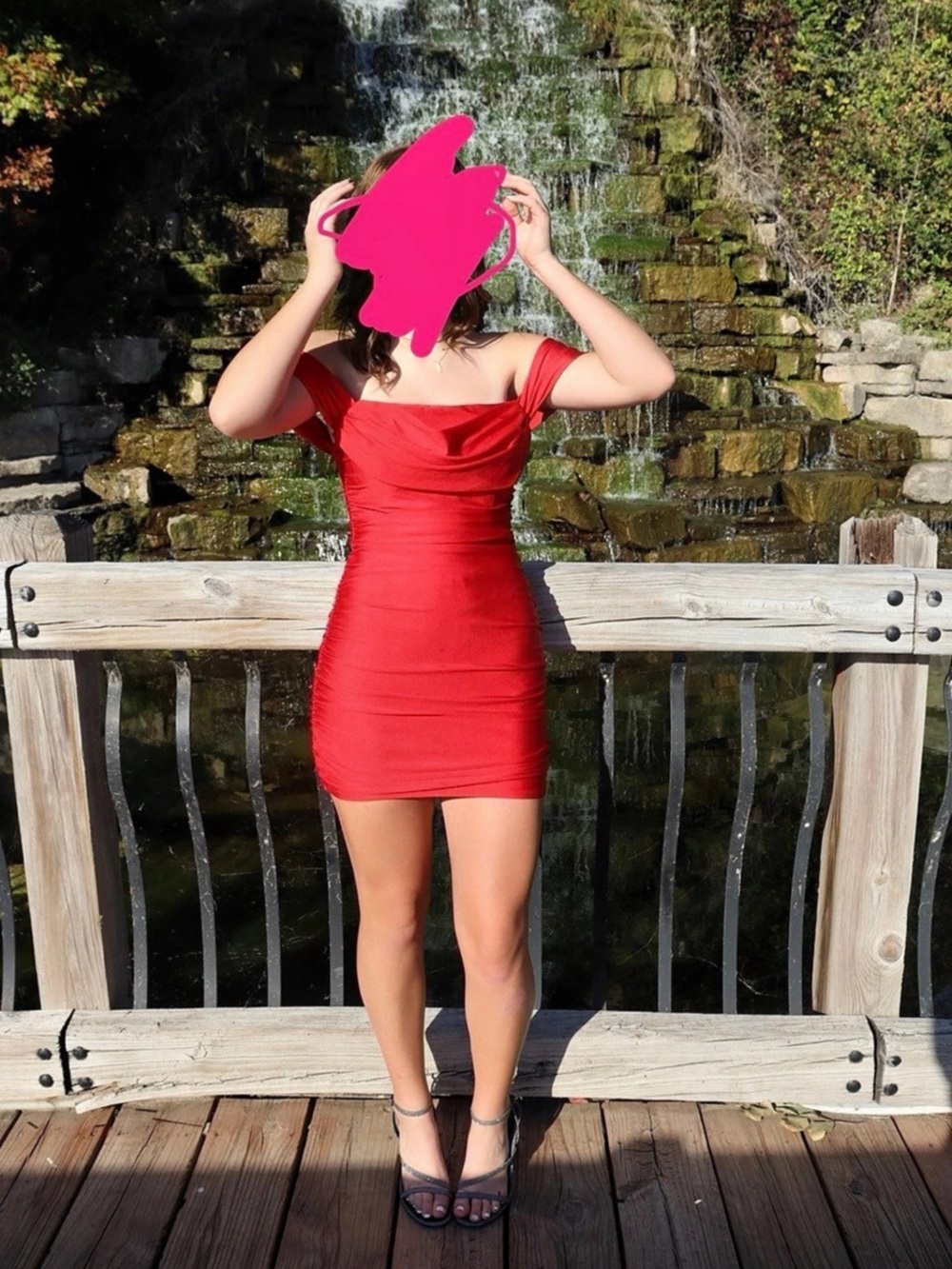 Red Ruched Mini Dress Like New